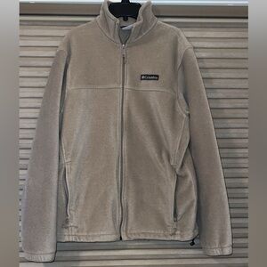 Columbia Light Taupe Full-Zip Fleece Jacket Medium